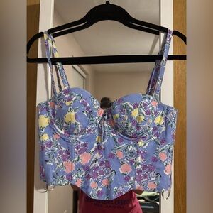 For Love & Lemons Floral Bustier Top